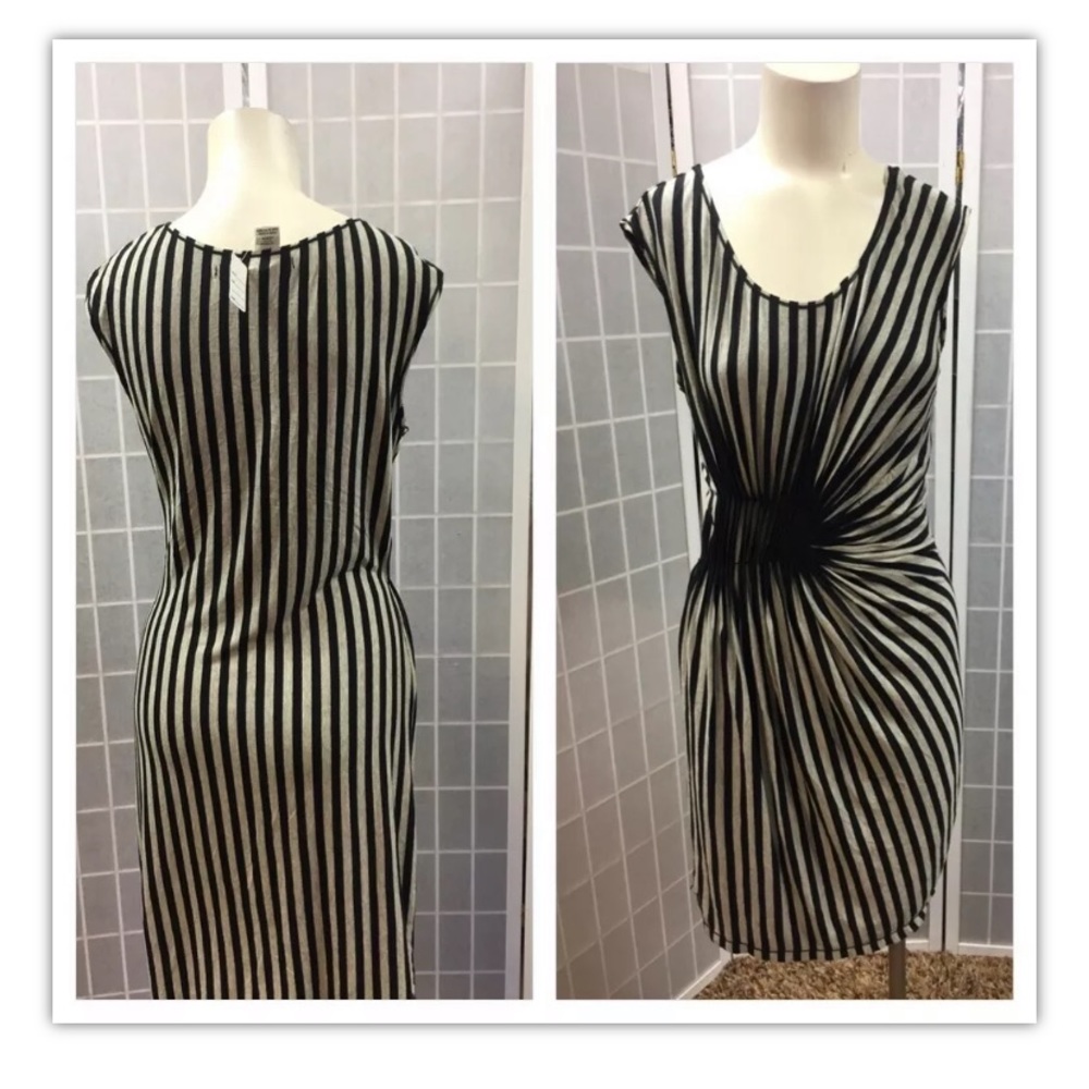 Max Studio, dress, black/gray, stripes, size L.: